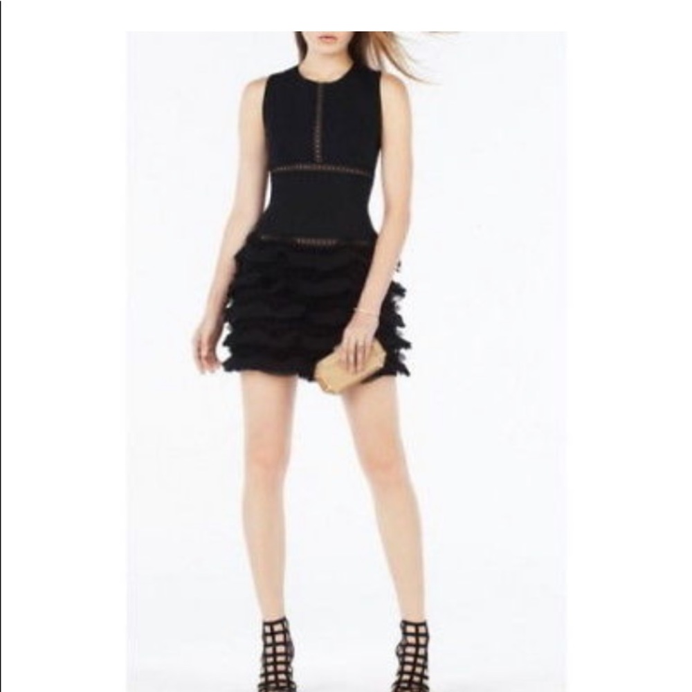 BCBG Maile lace trim ruffle dress